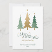 Minimalistische elegante Waterverf kerstboom Feestdagenkaart (Voorkant)