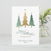 Minimalistische elegante Waterverf kerstboom Feestdagenkaart (Staand voorkant)