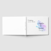 Minimalistische elegante waterverf paarse bruiloft gastenboek (Volledig)