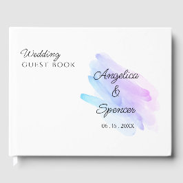 Minimalistische elegante waterverf paarse bruiloft gastenboek