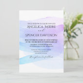 Minimalistische elegante waterverf paarse bruiloft kaart (Staand voorkant)