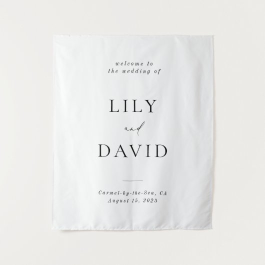 Minimalistische Elegante Welkom Bruiloft  Wandkleed (Voorkant)