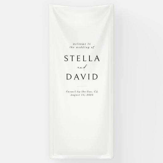 Minimalistische Elegante Welkom Trouwen Vinyl Bann Spandoek (Verticaal)