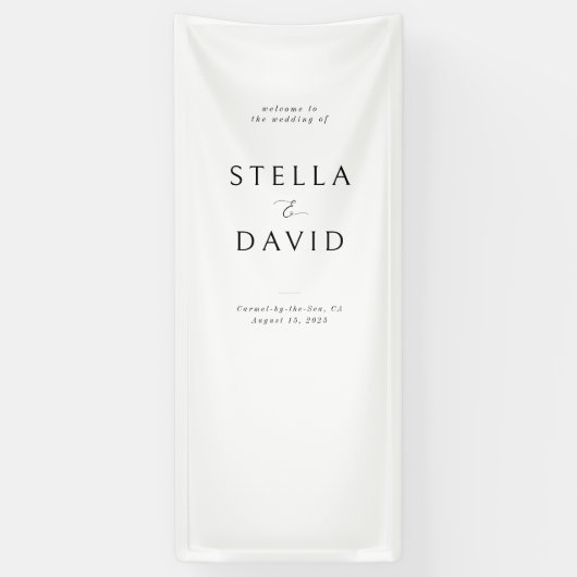 Minimalistische Elegante Welkom Trouwen Vinyl Bann Spandoek (Verticaal)