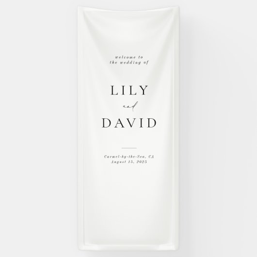 Minimalistische Elegante Welkom Trouwen Vinyl Bann Spandoek (Verticaal)