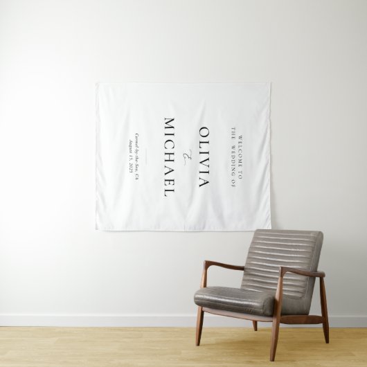 Minimalistische Elegante Welkomst Huwelijk  Wandkleed (In Situ (horizontaal))