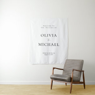 Minimalistische Elegante Welkomst Huwelijk Wandkleed