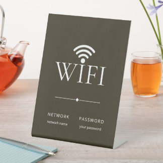Minimalistische Elegante WiFi Netwerk Wachtwoord B Reclamebord Met Voetstuk