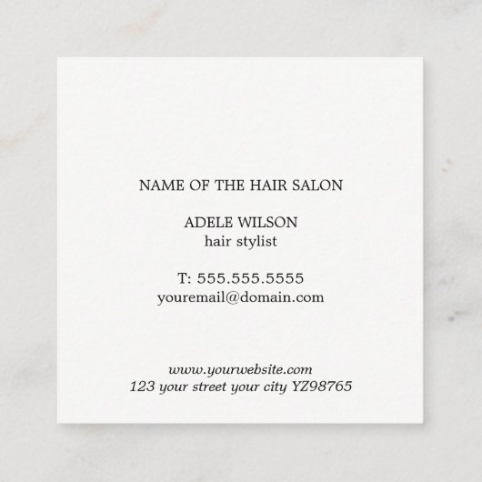 Minimalistische Elegante Wijn Rood Gouden Haar Pin Vierkante Visitekaartje (Achterkant)