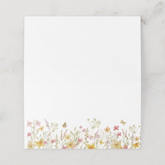 Minimalistische elegante wilde bloem Zomer vlinder Plaatskaartje (Buitenkant ongevouwen)