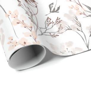 Minimalistische elegante wilde bloemen zachte bloe cadeaupapier