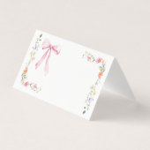 Minimalistische elegante wildflower Bow plaatskaar Kaart (Voorkant)
