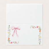 Minimalistische elegante wildflower Bow plaatskaar Kaart (Buitenkant ongevouwen)