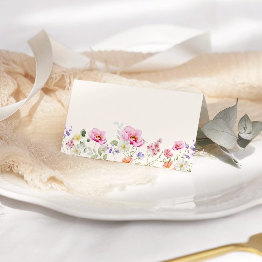 Minimalistische elegante wildflowers trouwkaart plaatskaartje