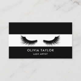 Minimalistische elegante wimpers zwart en wit visitekaartje
