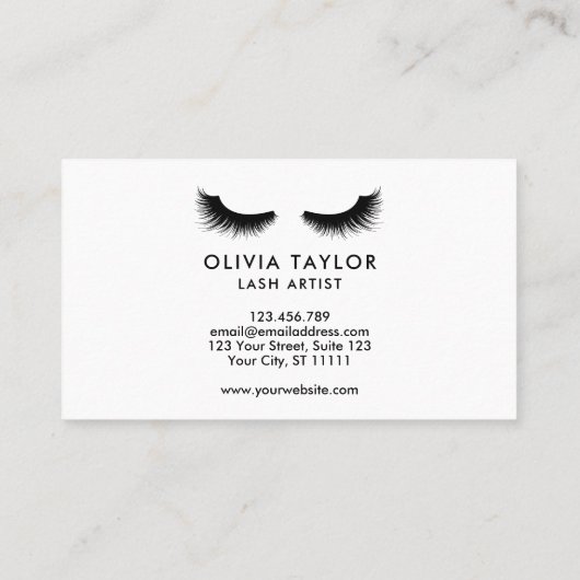 Minimalistische elegante wimpers zwart en wit visitekaartje (Achterkant)