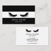 Minimalistische elegante wimpers zwart en wit visitekaartje (Voorkant / Achterkant)