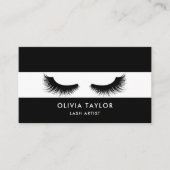 Minimalistische elegante wimpers zwart en wit visitekaartje (Voorkant)