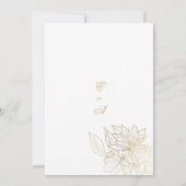 Minimalistische elegante witgouden bloemenbruiloft kaart (Achterkant)