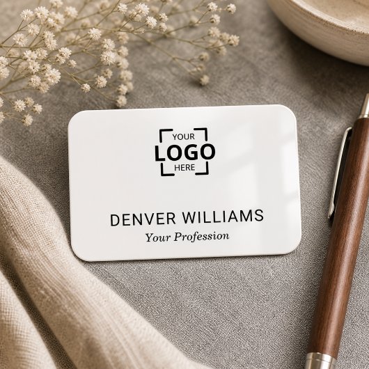 Minimalistische Elegante Witte Aangepaste Logo Pro Naamplaatje
