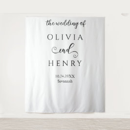 Minimalistische Elegante Witte Bruiloft Banner Wandkleed