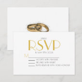 Minimalistische Elegante Witte en Gouden Huwelijk RSVP Kaartje (Voorkant / Achterkant)