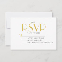 Minimalistische Elegante Witte en Gouden Huwelijk RSVP Kaartje