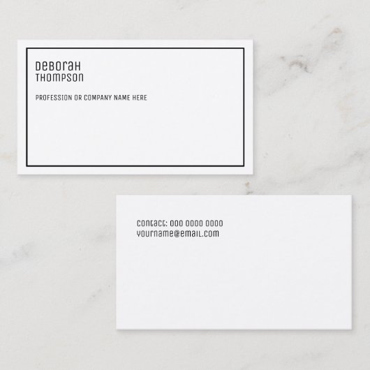 Minimalistische elegante witte en schone professio visitekaartje (Voorkant / Achterkant)