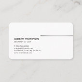 Minimalistische elegante witte faux zilveren lijn visitekaartje (Voorkant)