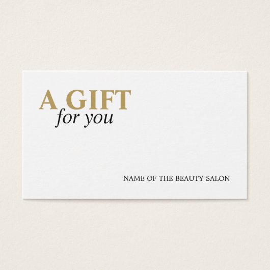 Minimalistische elegante witte gouden gele schoonh visitekaartje (Voorkant)