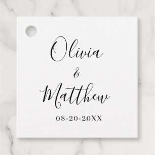 Minimalistische elegante witte klassieke bruiloft bedankjes labels