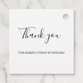 Minimalistische elegante witte klassieke bruiloft bedankjes labels (Achterkant)