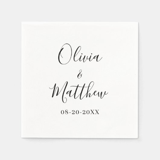 Minimalistische elegante witte klassieke bruiloft servet (Voorkant)