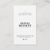 Minimalistische elegante witte moderne interieuron visitekaartje (Achterkant)