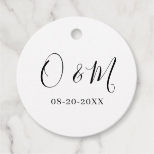 Minimalistische Elegante Witte Monogram Klassieke Bedankjes Labels