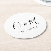 Minimalistische Elegante Witte Monogram Klassieke  Ronde Kartonnen Onderzetter (Gebogen)