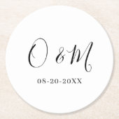Minimalistische Elegante Witte Monogram Klassieke  Ronde Kartonnen Onderzetter (Voorkant)