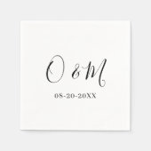 Minimalistische Elegante Witte Monogram Klassieke  Servet (Voorkant)