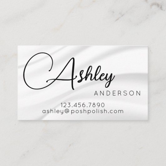 Minimalistische elegante witte professionele salon visitekaartje (Achterkant)