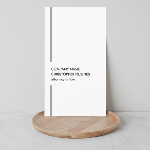 Minimalistische Elegante Witte Zwarte Lijn Advocaa Visitekaartje