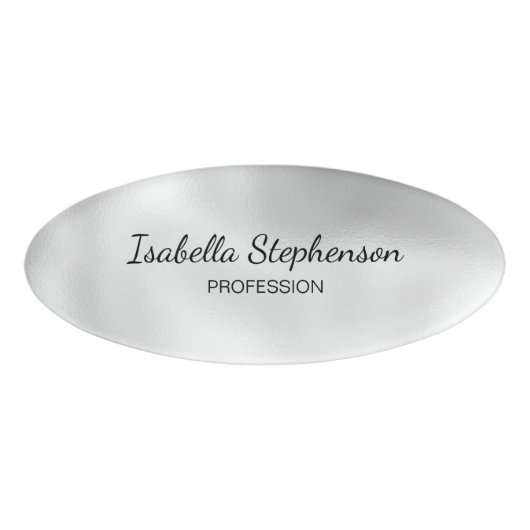 Minimalistische Elegante Zilveren Parel  Naambadge (Voorkant)