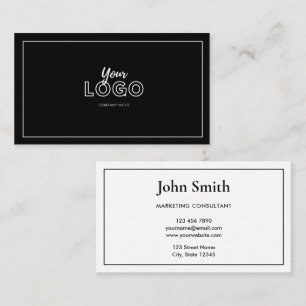 Minimalistische Elegante Zwart en Wit met Logo Visitekaartje