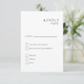 Minimalistische Elegante Zwart en Wit RSVP kaart (Staand voorkant)