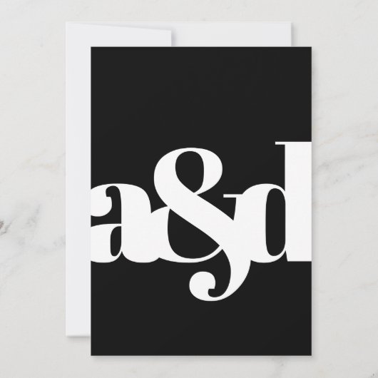 Minimalistische elegante zwart wit bruiloft kaart (Achterkant)