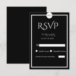 Minimalistische Elegante Zwart-Wit Bruiloft RSVP Kaartje