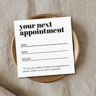 Minimalistische elegante zwart-wit gedurfde salon afsprakenkaartje