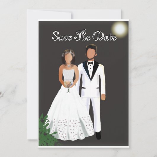 Minimalistische elegante zwart-wit save the date (Voorkant)