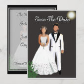 Minimalistische elegante zwart-wit save the date (Voorkant / Achterkant)