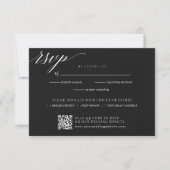 Minimalistische elegante zwarte bruiloft RSVP kaartje (Voorkant)