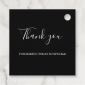 Minimalistische Elegante Zwarte Klassieke Trouw Bedankjes Labels (Achterkant)